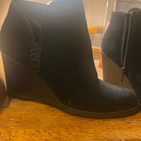 Lucky Brand Shoes - Lucky Brand oiled suede black wedge heel bootie